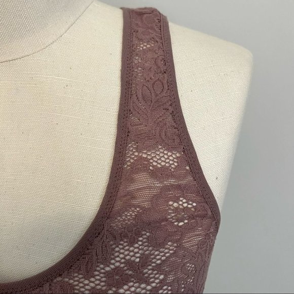 Aritzia Wilfred Sheer Lace Tank Top Mauve - Picture 7 of 11
